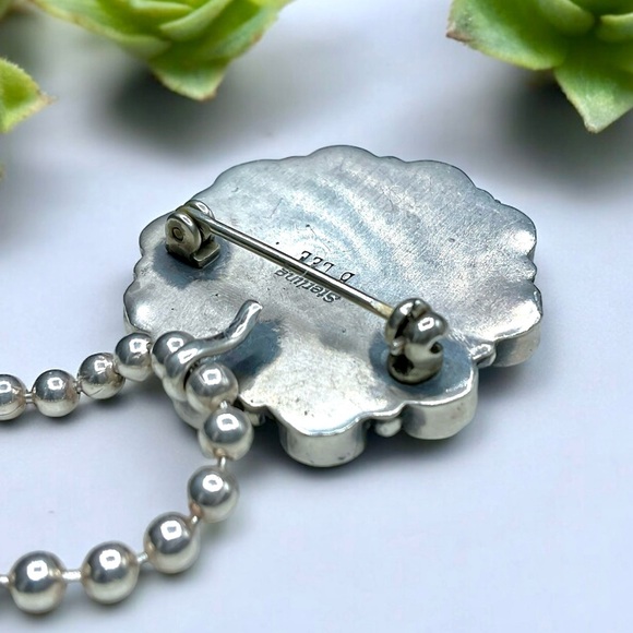 🌺Vintage Navajo Betta Lee Turquoise Necklace/Brooch - Picture 4 of 13